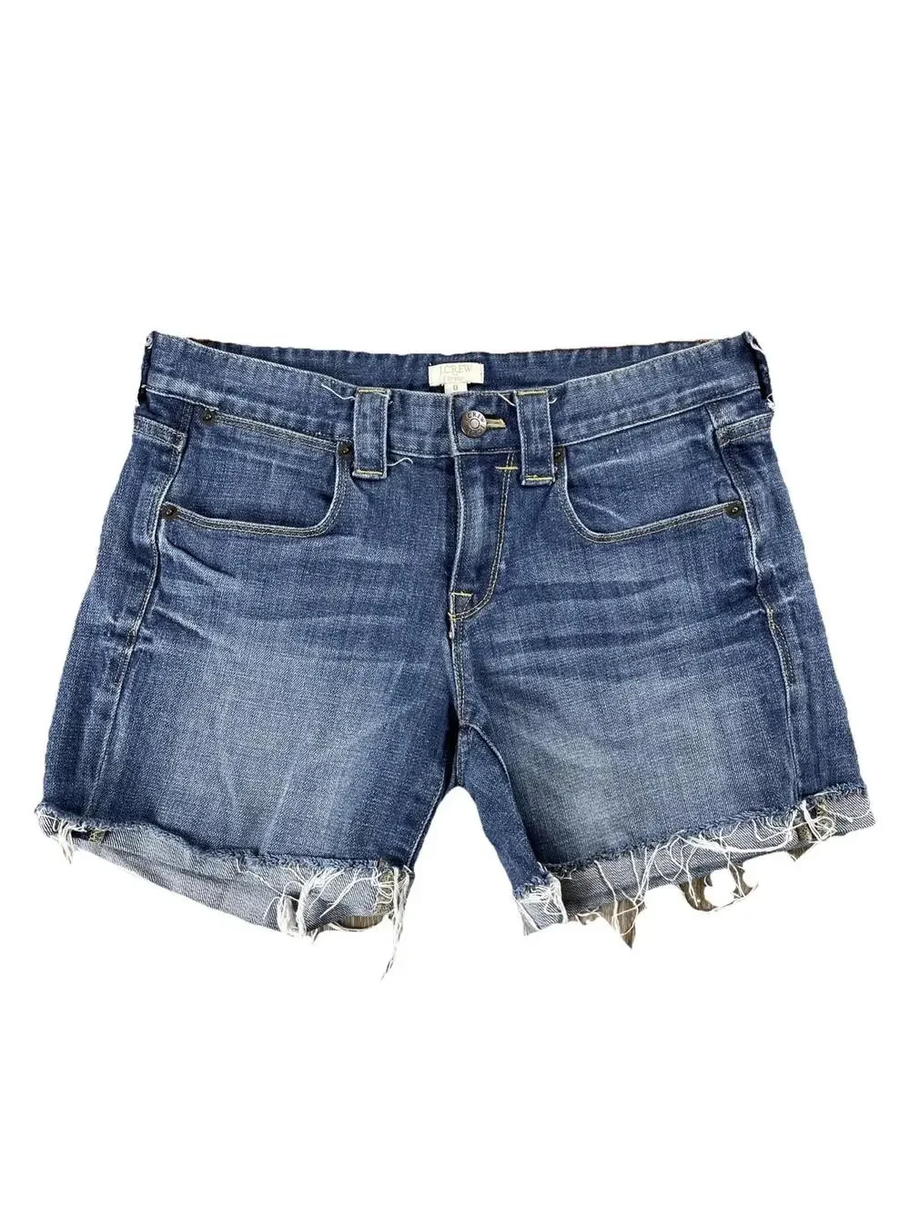 J.CREW Denim Shorts Women's 0 Blue Cutoff Raw Hem Stretch Jean Style 34619 SP14